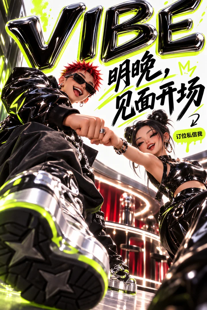 VIBE 数字潮流海报：朋友碰拳，准备下一次相聚